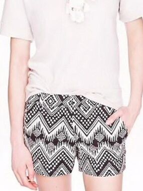 J. Crew Black and Cream Aztec-Style Shorts